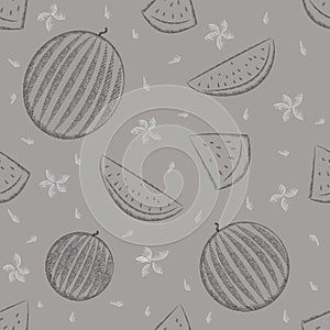 Seamless pattern. Image of a watermelon. Vector graphics.